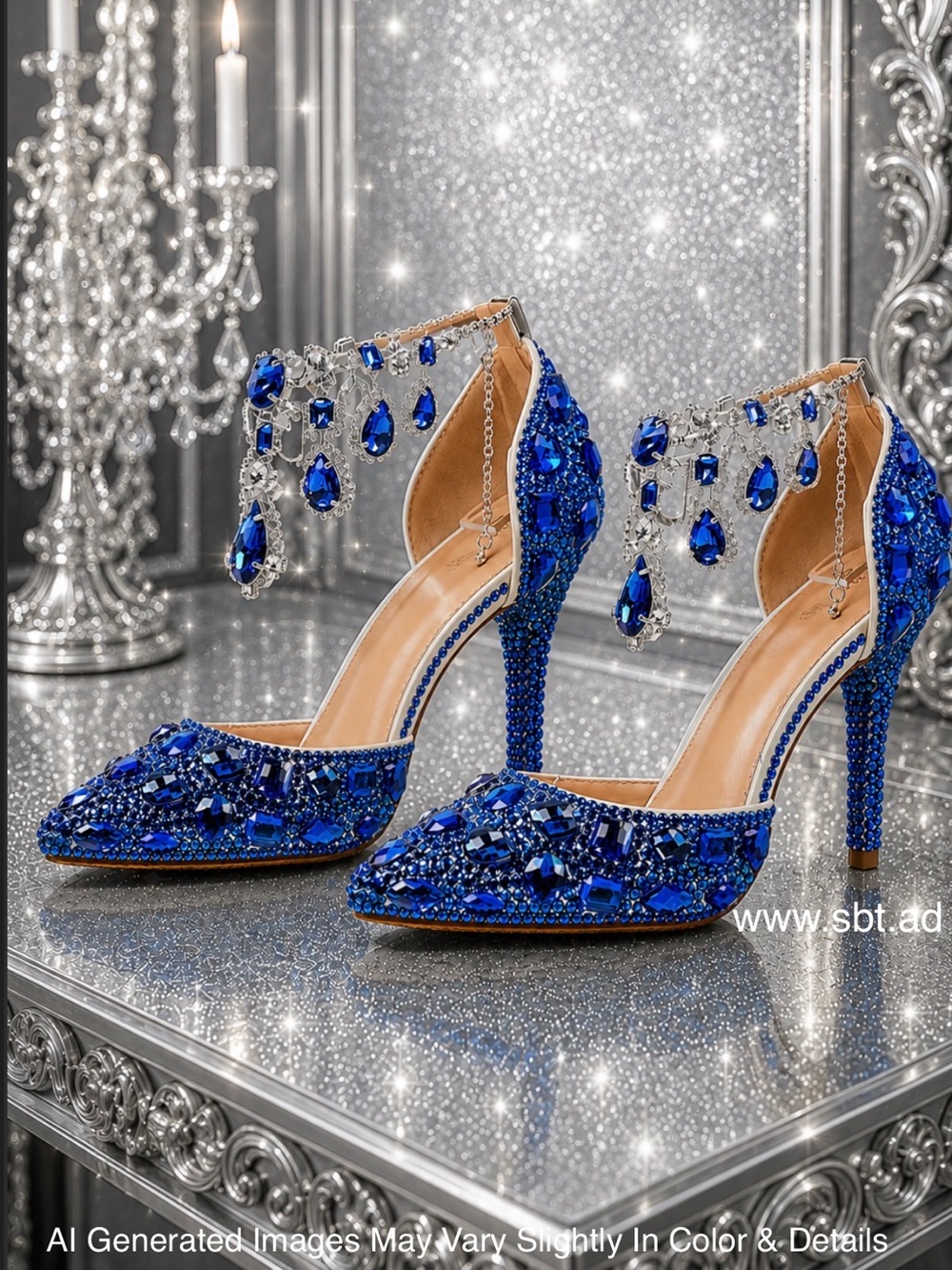 NWT Beautiful Sparkling Bling Royal Blue Sequin Dress Heels Clutch +FREE Gift - Picture 5 of 13